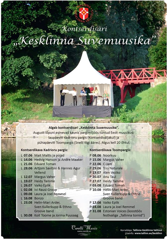 Kontserdisari „Kesklinna Suvemuusika“ toob Kesklinna parkidesse hea Eestimaise muusika