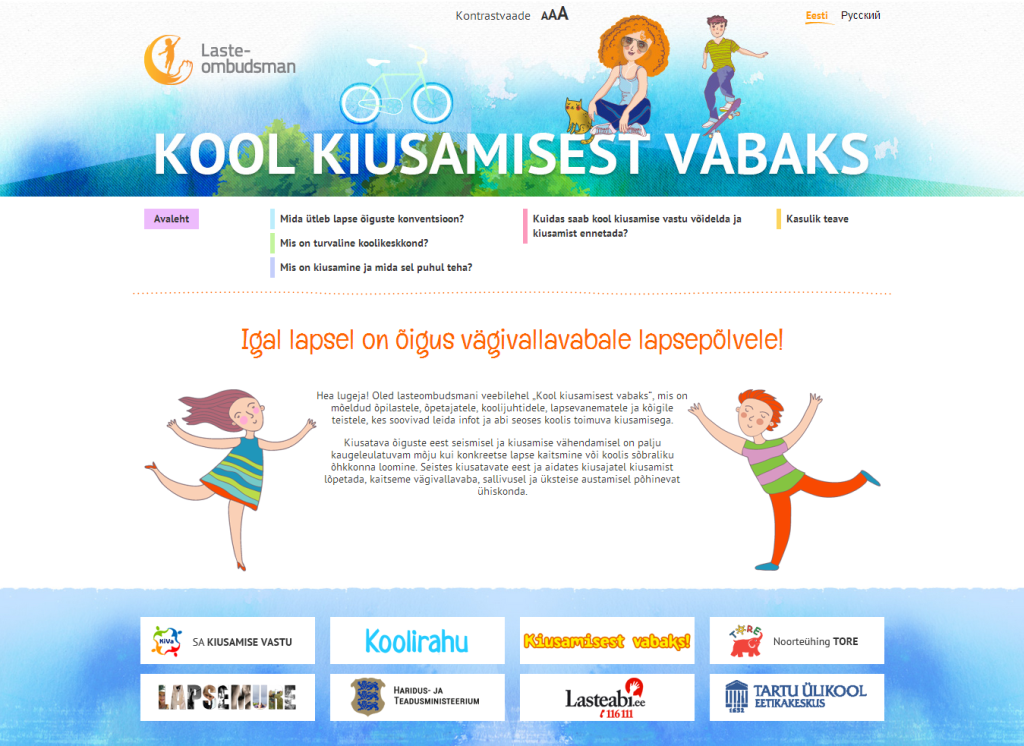 VAJALIK INFO! Valmis kodulehekülg kiusamise ennetamiseks