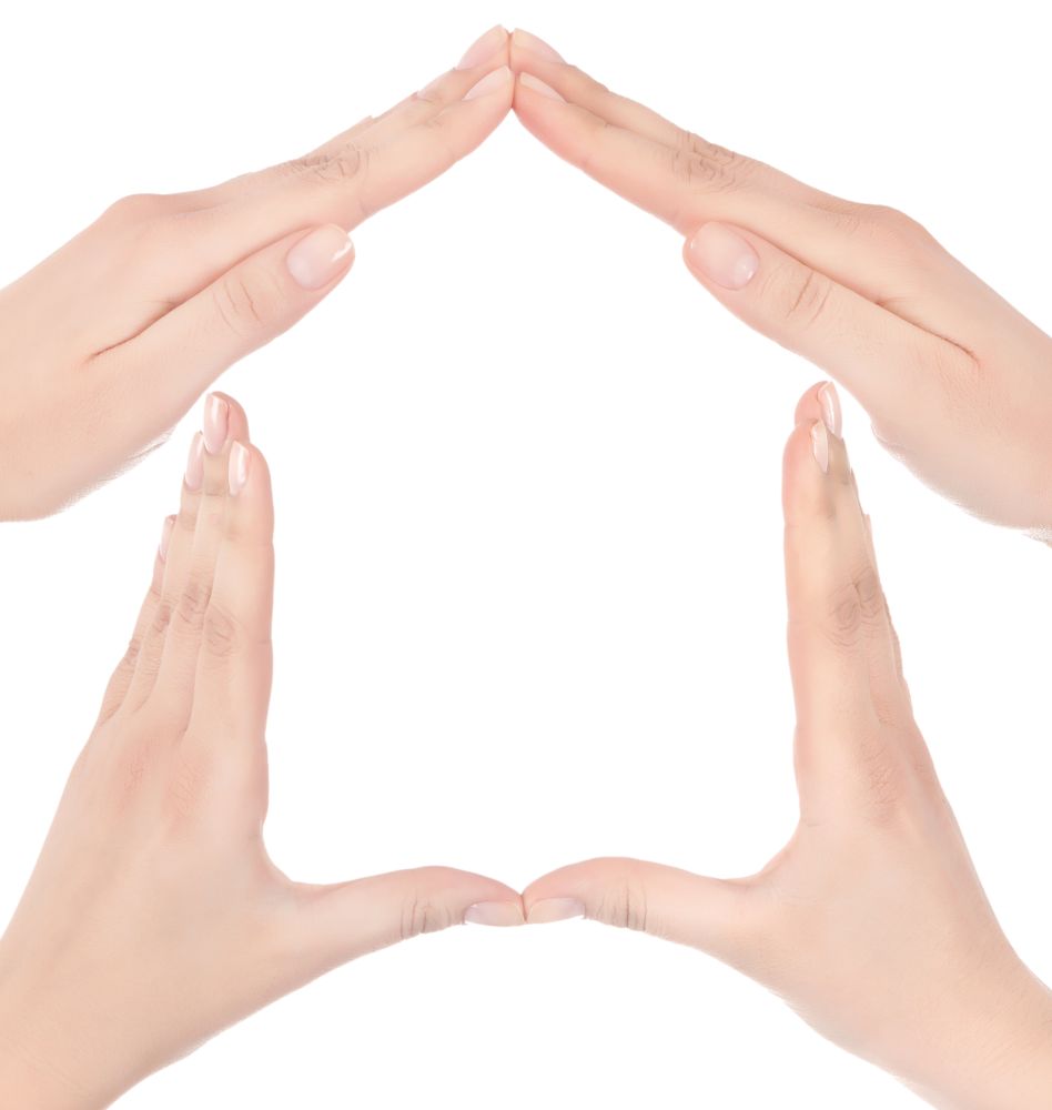 Symbol home from hands isolated on white